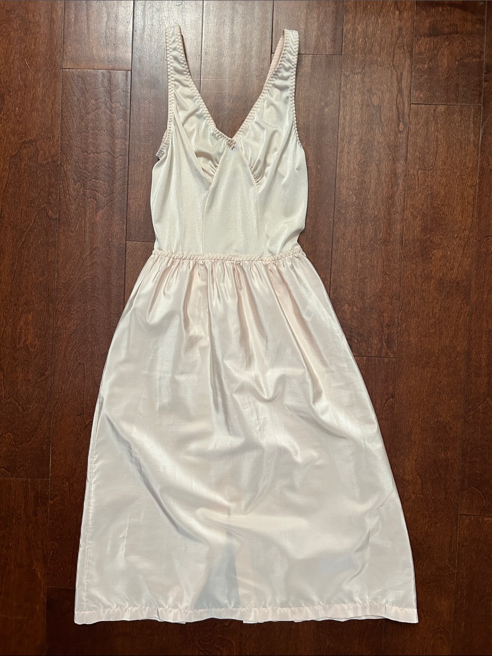 Vintage Olga Balletcore Slip, Elasticated Waistband, Peachy Beige, Size 34 (XS)